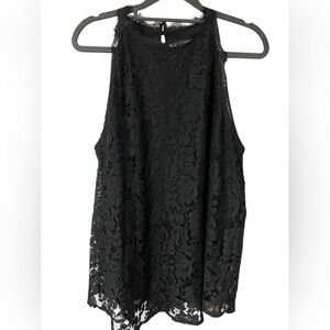 Black Lace High-Neck Women's Tank Top